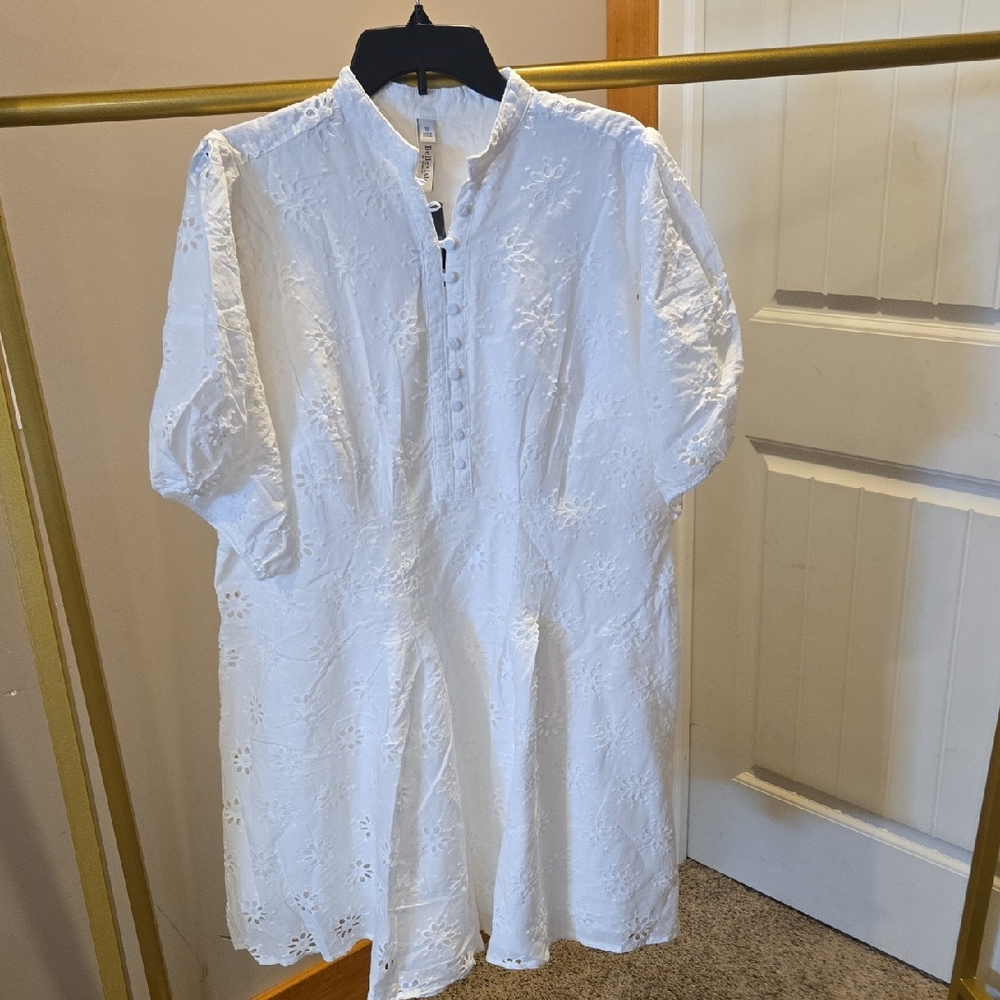 Torrid White Embroidered Eyelet Dress